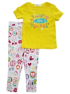 Joe Boxer Toddler Girls Love Flower Heart Glitter 2 Pc Cotton Pajama PJ Set 2T - Picture 1 of 1