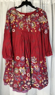 Vestido Niña Monzón Talla 12-13 Y Rojo Oscuro Estampado Floral Forrado Foto 1 de 4
