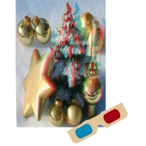 Árbol de Navidad y Adornos - Tarjeta de Felicitación Fantasma - con Gafas 3D - Único 3D - Imagen 1 de 4