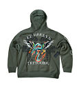 Ed Hardy Hoodie Men's Green Dragon Tiger Fleece Pullover Sweater Y2K NEW Size XL