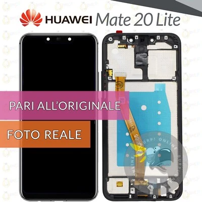 DISPLAY HUAWEI MATE 20 LITE SNE-LX1 LX2 LX3 SCHERMO FRAME NERO LCD VETRO TOUCH - Immagine 1 di 2