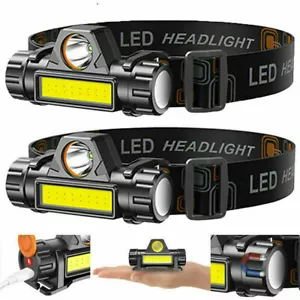 2er Pack LED Stirnlampe Headlight USB Wiederaufladbar Wasserdicht Taschenlampe Head Light - Bild 1 von 20