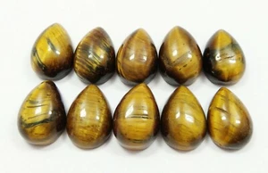 Cabochon pera occhio di tigre giallo naturale 72 ct 14x10 mm calibrato lotto gemme sfuse - Foto 1 di 3