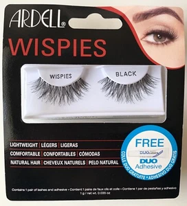 Ardell Wispies Black with Free Duo Adhesive Lightweight Comfortable Natural Hair - Picture 1 of 3