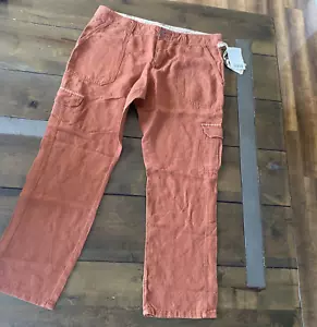 Anthropologie Hei Hei Linen Blend Cargo Capri Pants Copper Size 6 Casual Beach - Picture 1 of 13