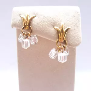 Orecchini vintage pieni d'oro timbrati 20V 12K delicati pendenti lucite retro a vite - Foto 1 di 7
