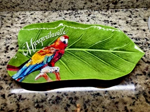 Vintage Melamine Margaritaville Tropical Leaf Scarlet Macaw Parrot Serving Tray - Picture 1 of 4