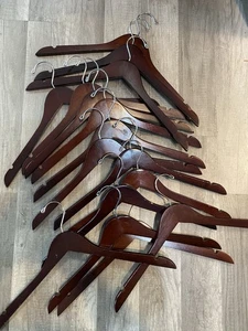 Lot of 16 Used Wooden Shirt Hangers Very Good Condition - Picture 1 of 1
