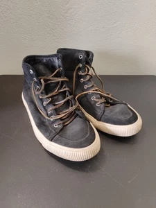 Frye Ludlow High Top Sneakers Men's Size 11.5 Shoes Black Canvas Leather Laces - Picture 1 of 12