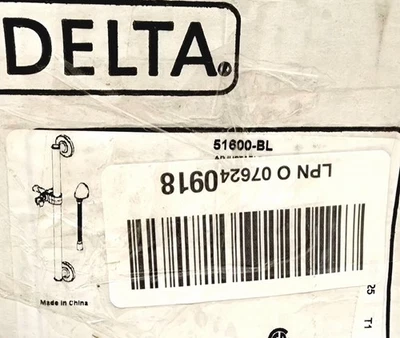 Delta 51600-BL 24 дюйма регулируемая направляющая/захватная штанга локоть матовый черный - Изображение 1 из 4