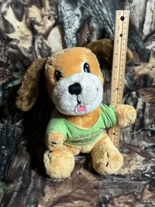 Dakin I'm Your Little Rascal Puppy Dog Tan Brown Plush Green Shirt Vintage 1977 - Picture 1 of 9