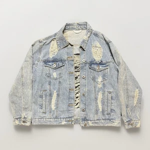 Women’s Highway Jeans Distressed Denim Jacket Size Medium Light Wash - Picture 1 of 14