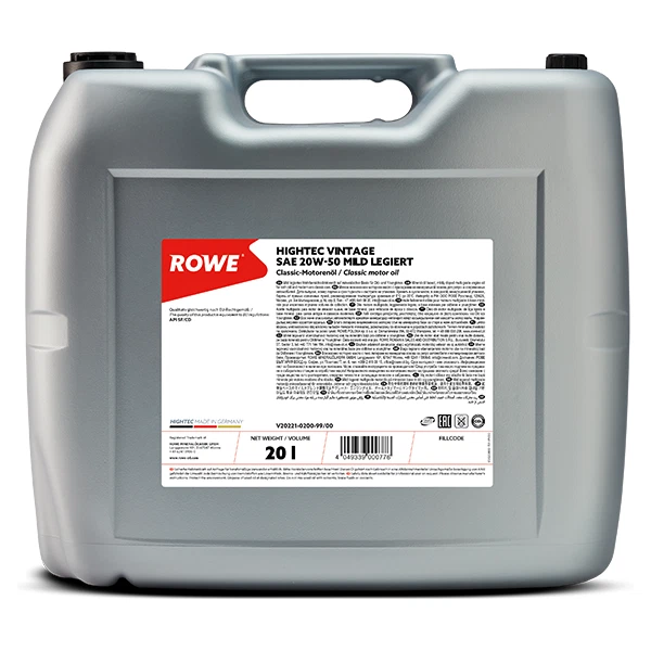 ROWE HIGHTEC VINTAGE SAE 20W-50 MILD LEGIERT (20221) - 20 Liter