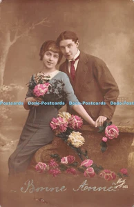 R441101 Bonne Annee Mug 363 Woman and Man Old Photography Postcard 1914 - Picture 1 of 4