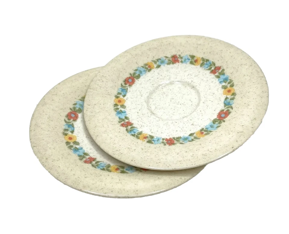 Lote de 2 Platos de Repuesto Florales Platillo de Melamina Oneida Premier De Colección Foto 1 de 4