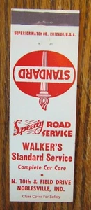 WALKER STANDARD GAS STATION 1950s MATCHBOOK MATCHCOVER: NOBLESVILLE INDIANA E22 - Picture 1 of 2