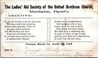 1915 Mannheim Ladies Aid Society of the United Brethern Church PA Postcard CA