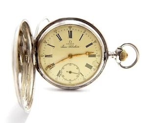 Pocket Watch OMEGA Hunter Grand Prix Paris Circa 1915 Case Silver 52mm Working - Picture 1 of 10