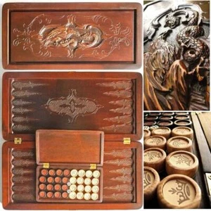 Watlux 21" Luxury Backgammon Set Game Board Leather Pieces Wooden Hand Crafted - Picture 1 of 8