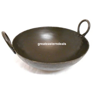iron kadhai kadai pan traditional Indian cooking 9.5 in curry mughlai masala fry - Picture 1 of 2