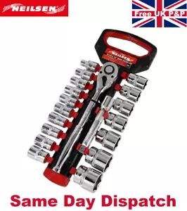 1.3cm glass wrench set 19pc ratchet 8mmA 32mm 6pt plug 12.7cm extension - Picture 1 of 2