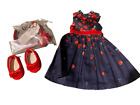 Nib American Girl Wellie Wishers Janie and Jack Wrapped In Roses Party Dress