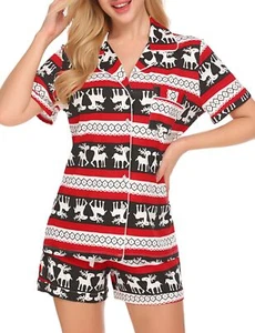 Ekouaer Pajamas Set for Women Short Sleeve Sleepwear Summer Button Down Night - Picture 1 of 5