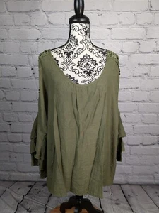 Unique Spectrum women's tired sleeve lattice work plus size 3x popover top b15a - Picture 1 of 10