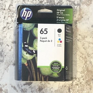 Hp 65 black & tri-color ink cartridge 2- pack factory sealed never opened12/2020 - Picture 1 of 7