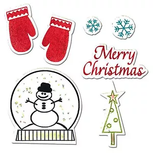 Sizzix Framelits Mittens & Snow Globe.set #658209 Retail $29.99 7 PK with stamps - Picture 1 of 5