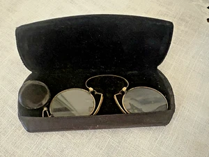 #2-Antique Spring Bridge Pince Nez Spectacles W/Ketcham Dougal Retractable Chain - Picture 1 of 15
