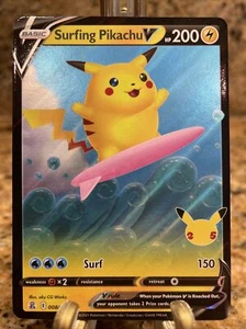 Pokemon Surfing Pikachu V 008/025 Ultra Rare Celebrations Pokemon Card - Picture 1 of 2