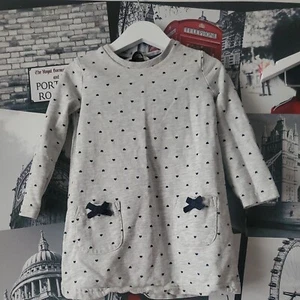 Girls Grey love heart dress Age 18-24 months - Picture 1 of 4
