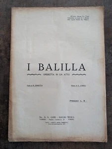 Spartito Antico I Balilla Operetta R Erbetta Musica di Zoboli Formato Grande - Picture 1 of 4