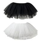 Elastic Waist Ruffled Tulle Tutus Skirt 6 Layer 28cm White Petticoat for Women