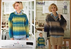 Damas Cable Crew Nuevo Jersey PATRÓN TEJIDO + Cuello en V Suéter Stylecraft 9218 - Imagen 1 de 9