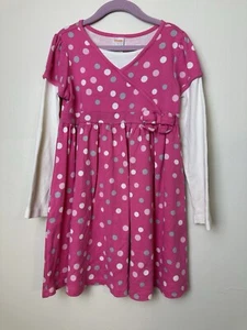 Gymboree Girls Pink Polka Dot Cotton Dress Long Sleeves Kids Size 5 - Picture 1 of 8