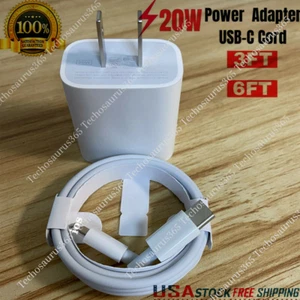 20W USB-C Fast Charger PD Adapter Charging Cable For iPhone 14/13/12/11 Pro iPad - Picture 1 of 17