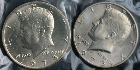 1973 P and D Kennedy Half Dollar Coins from US Mint Set 2 BU Cello 50c JFK Cover