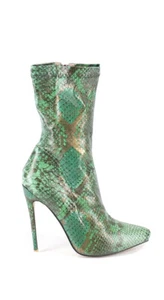 Simmi Stiefel grün Schlangenmuster Stiletto High Heels gold grün Schuhe Bootie Gr. 6 - Bild 1 von 10