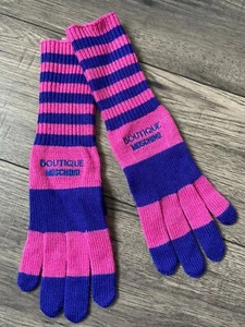 BOUTIQUE MOSCHINO LONGER LENGTH STRIPE GLOVES MADE IN ITALY - Picture 1 of 4