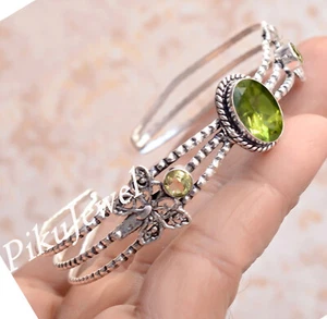 Ovalschliff Peridot & Citrin Edelstein 925 Sterling Silber Schmetterling Armr... - Bild 1 von 6