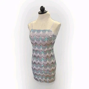 Midnight Doll Cocktail Dress Sequin Mini Sz 9 Juniors NWT purple aqua prom party - Picture 1 of 20