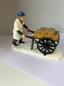 Lemax Fisherman Delivery Salmon Market Vendor Cart Man Fish Figure - Picture 1 of 1