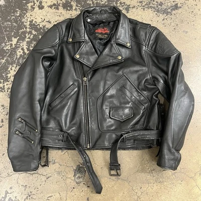 Chaqueta de cuero negra vintage EASYRIDER para motocicleta XL D bolsillo CHP estilo motociclista Foto 1 de 4