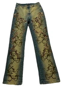 BrazilRoxx Jeans Größe 8 Tall 33" Schrittlänge Bootcut wunderschöne Schnörkeldetails - Bild 1 von 17