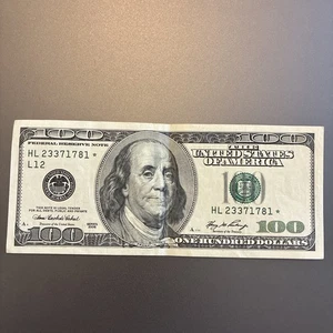 $100 bill (One Hundred Dollar Bill) - Star Note - HL 23371781 - Picture 1 of 2