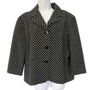 Chico's 3 Button Closure Black/White Print Winter Wool Blend Jacket Size 3- XL - Picture 1 of 9
