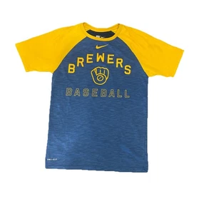 Milwaukee Brewers Shirt Nike Dri-FIT Small Blue MLB Baseball Activewear T-shirt - Picture 1 of 4