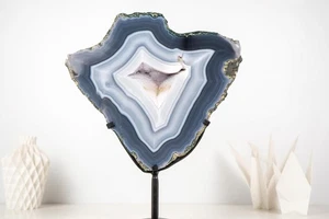 Natürliche blau und weiße Spitze Achat Geode Portal mit weißer Galaxie Druzy 11 Pfund - Bild 1 von 10